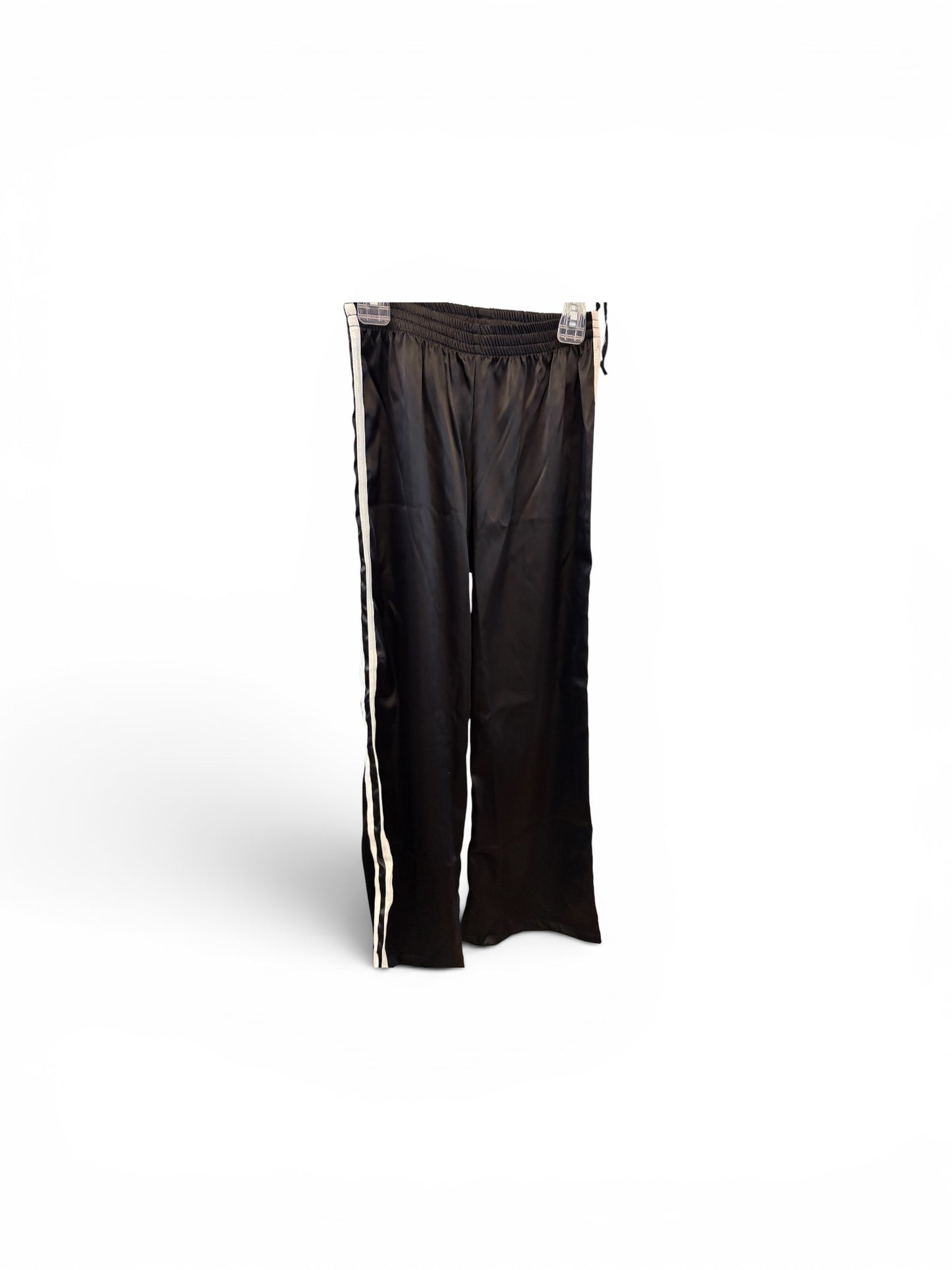 Black Satin Pant w Side Stipe