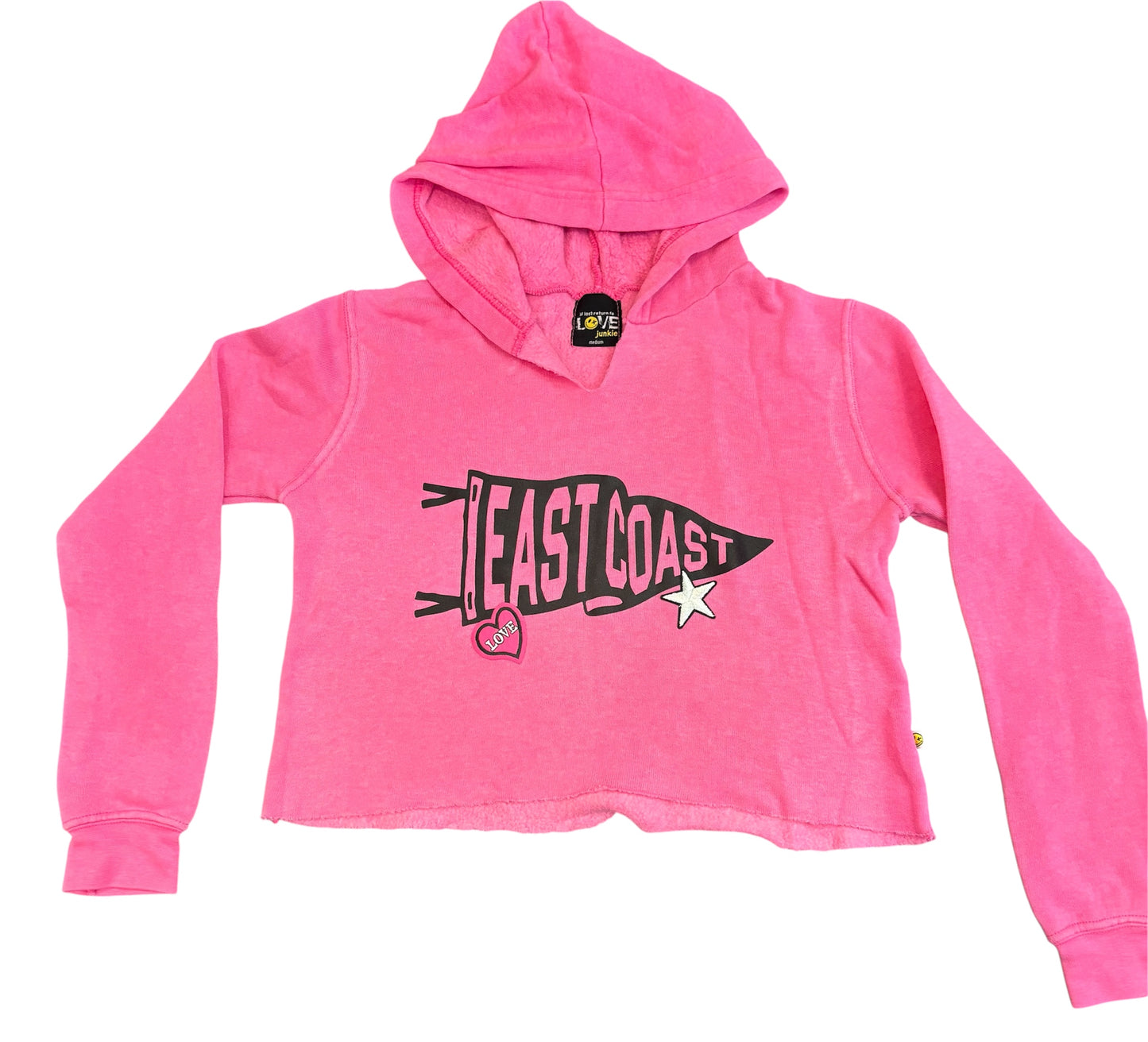 Hot Pink Cropped Hoodie w/ East Coast