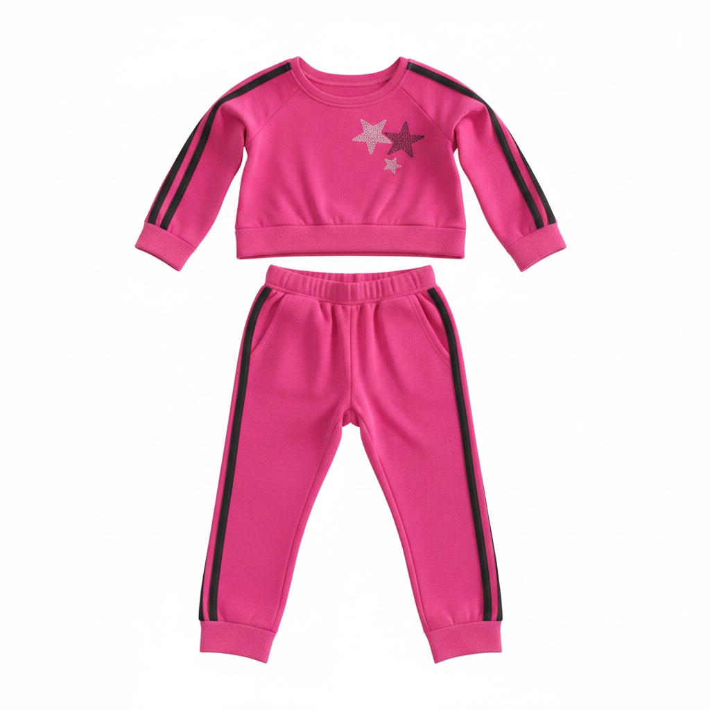 Hot Pink Set w Black Stripes