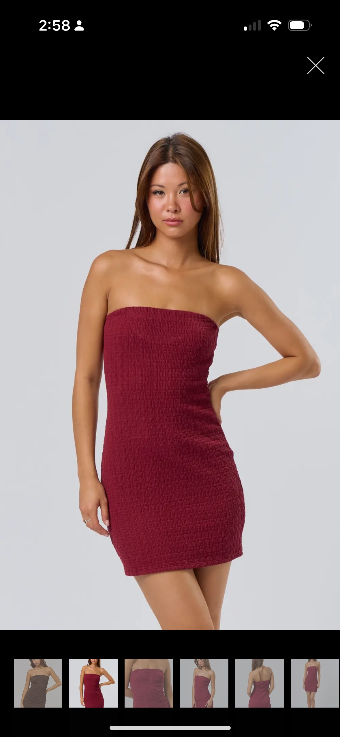 Burgundy textured knit mini dress