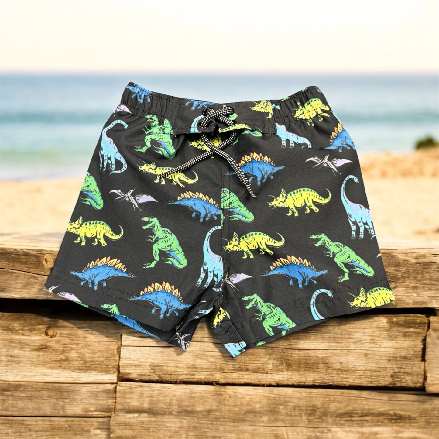 Neon dino board black short