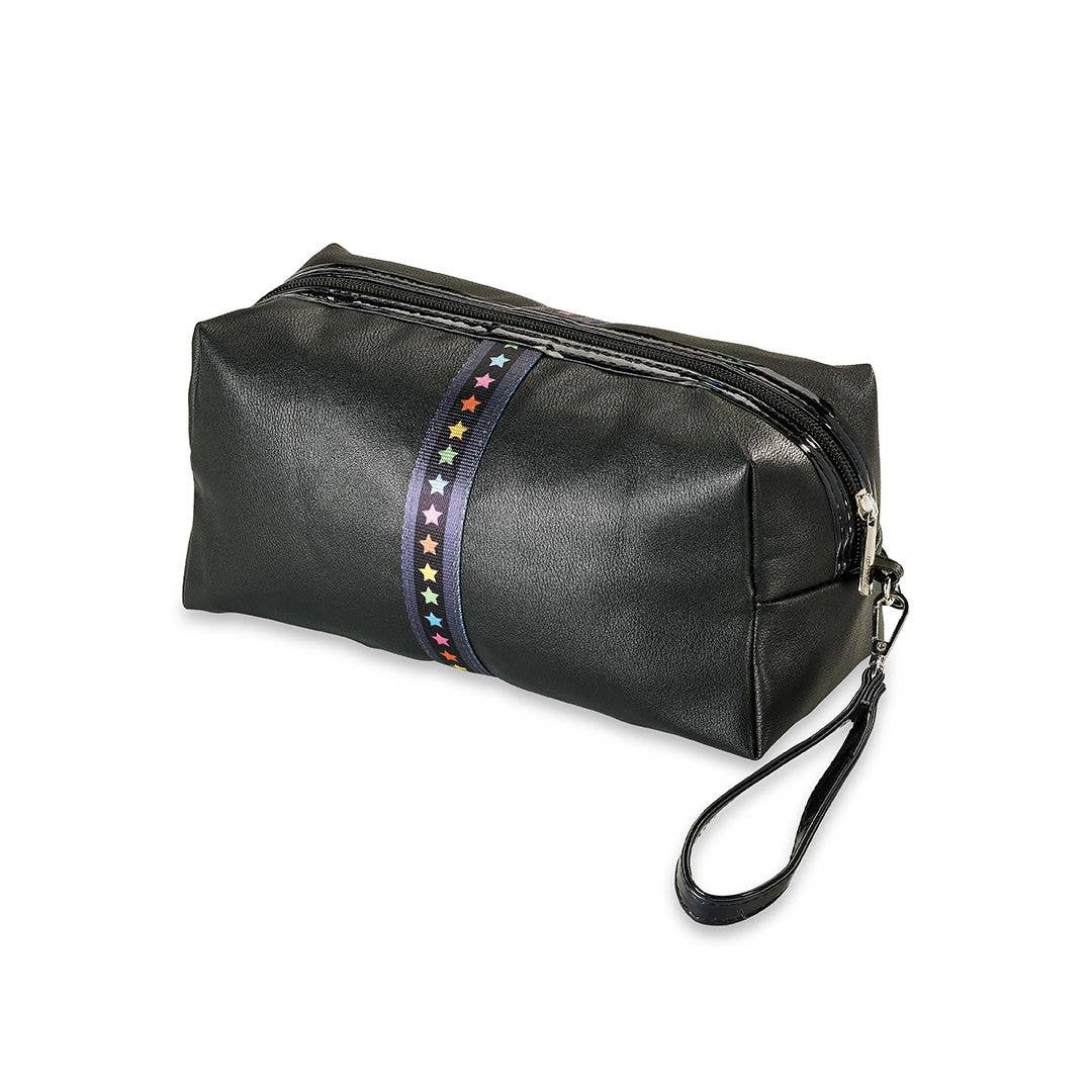 Black Faux Leather Cosmetic Bag