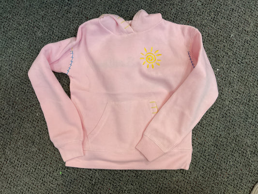 Pink crochet stitched Hoodie