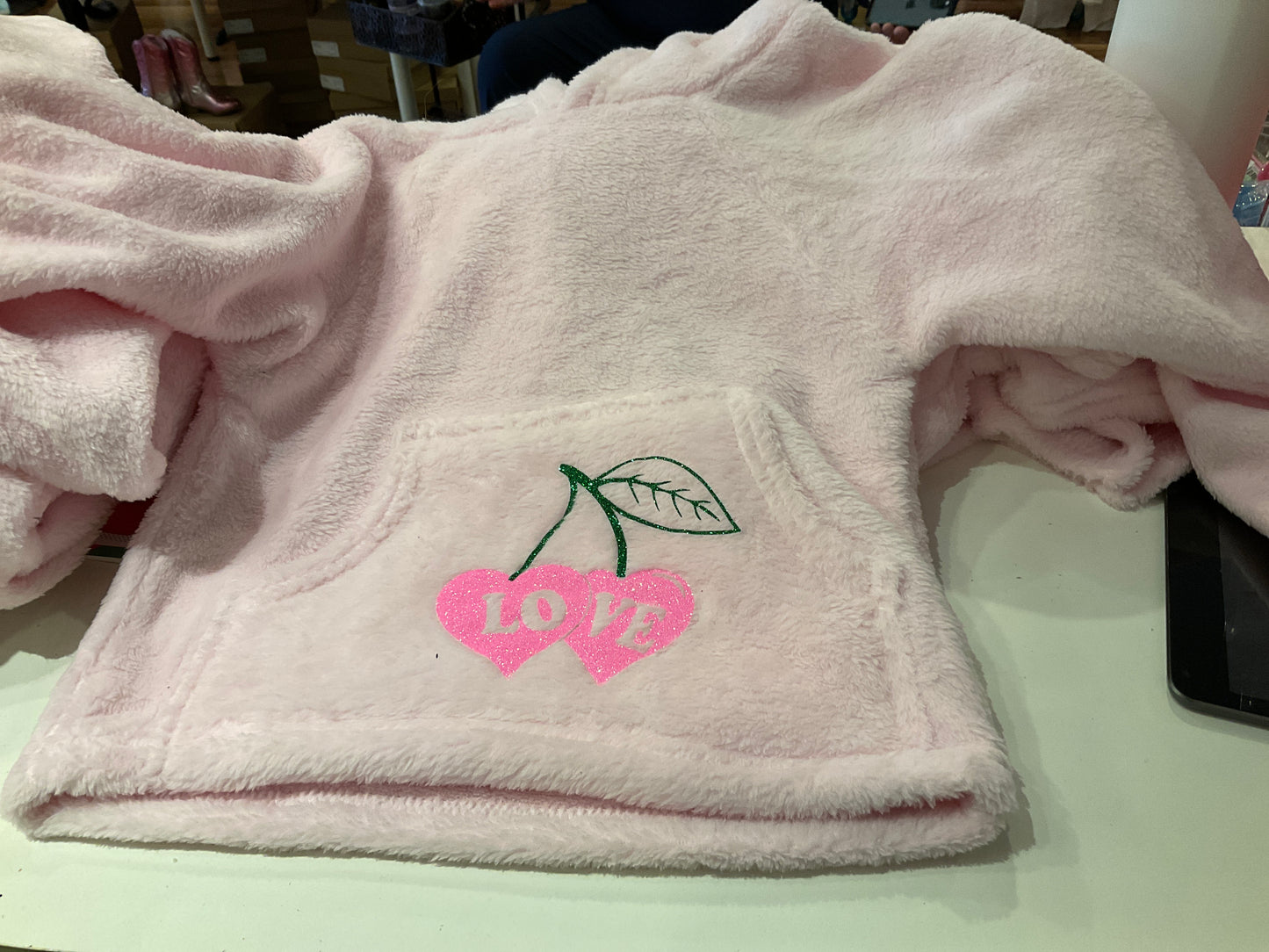 Love and kisses pink cherry love hoody
