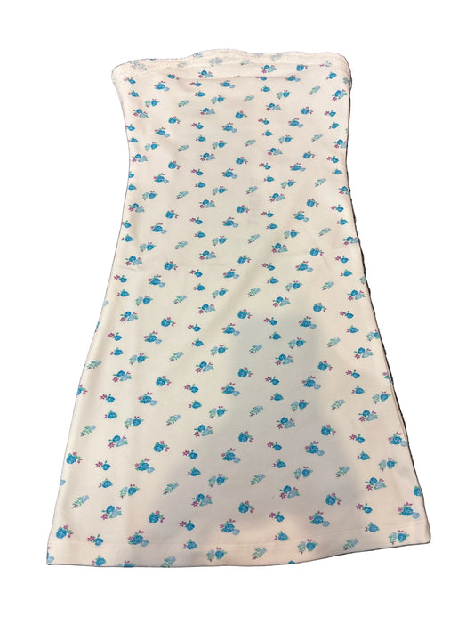 Stevie white w/pastel blue ditsy tube dress