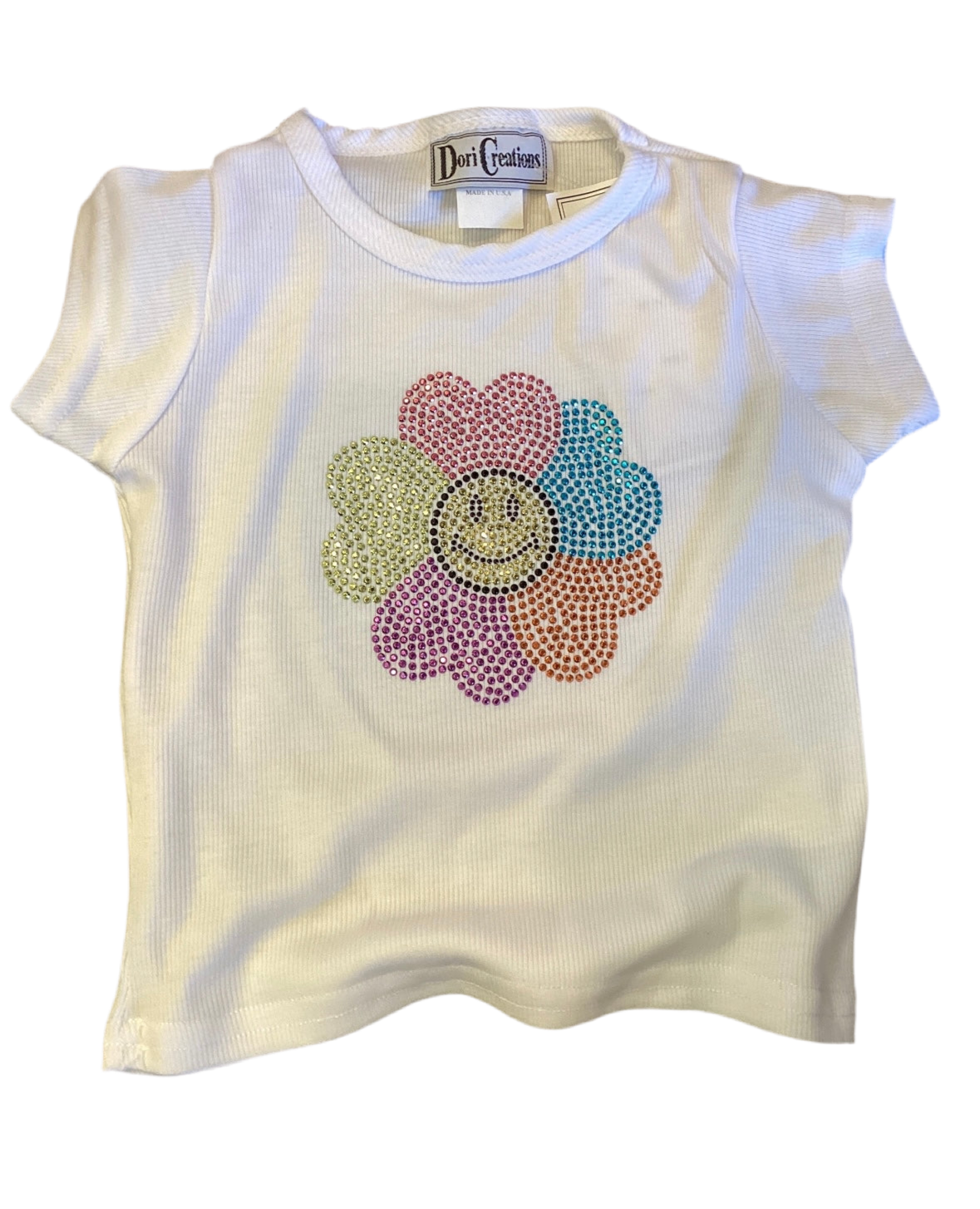 Dori multi smile flower white tee