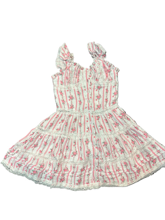 White pink demure dress