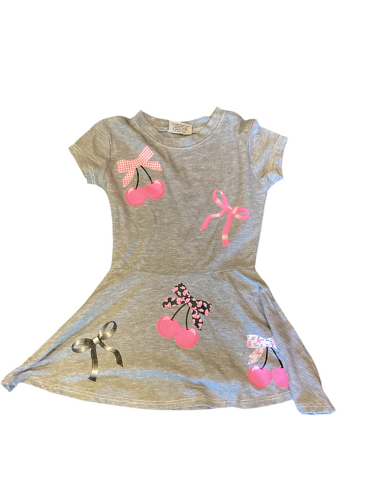 Firehouse heather grey bows and cherries dress
