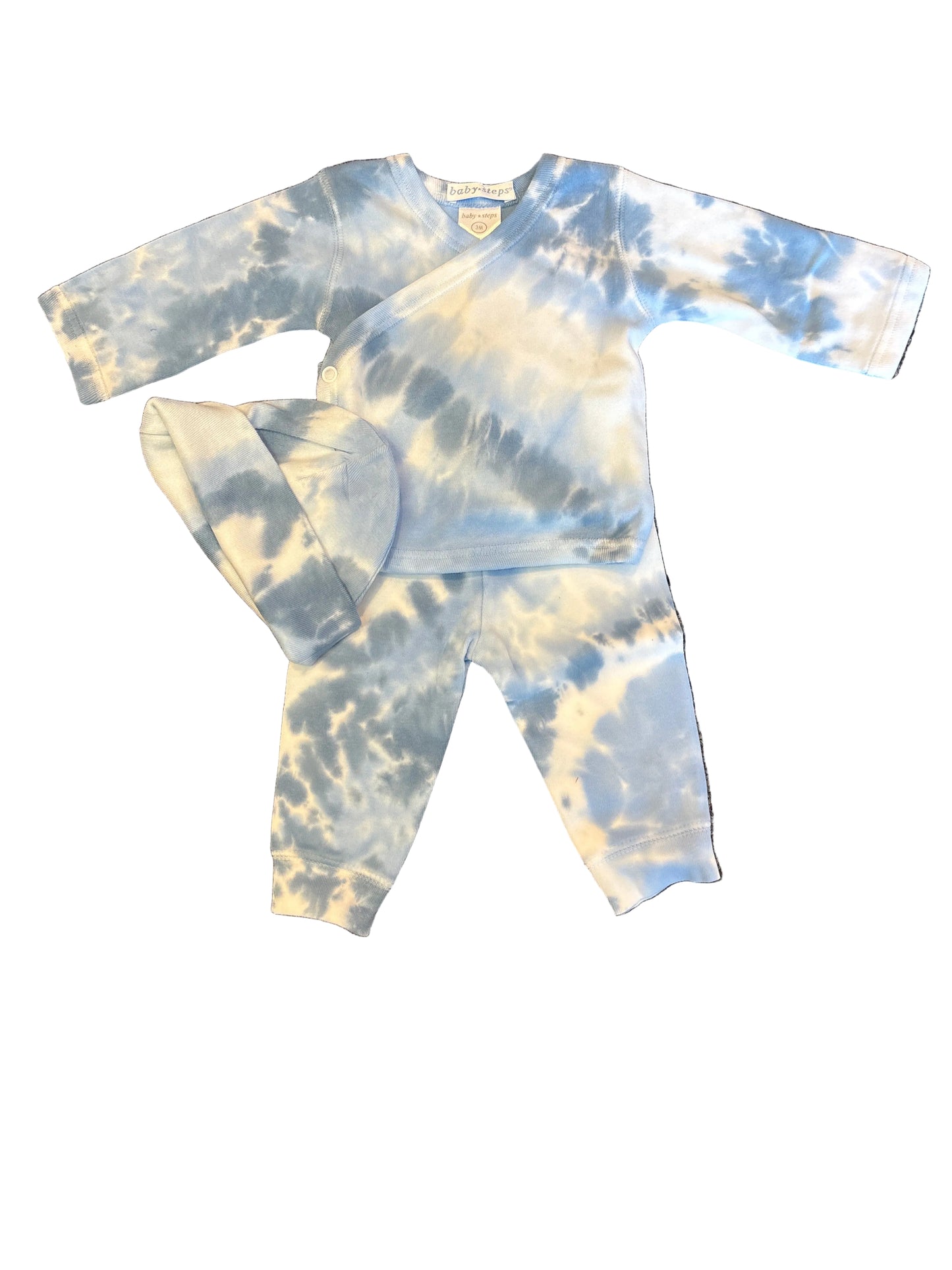 3 pc light blue tie dye set