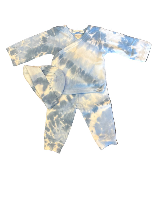 3 pc light blue tie dye set