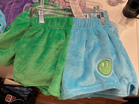 ISCREAM color block smiley plush shorts