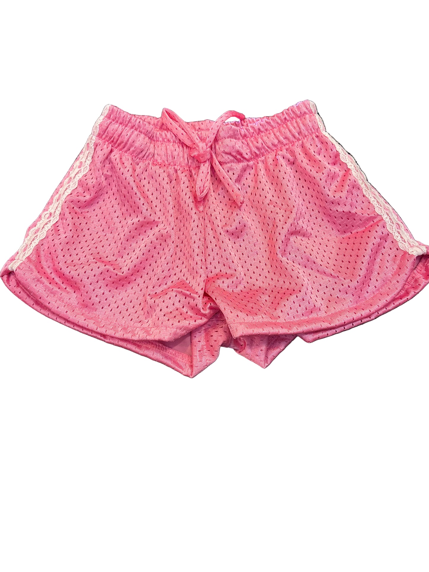 Pink mesh shorts w/lace stripe