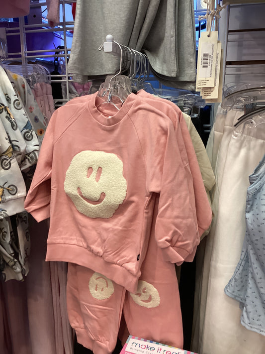 Molo pink smiley face sweatsuit