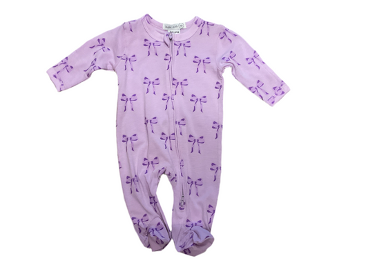 Little Mish purple bow footie