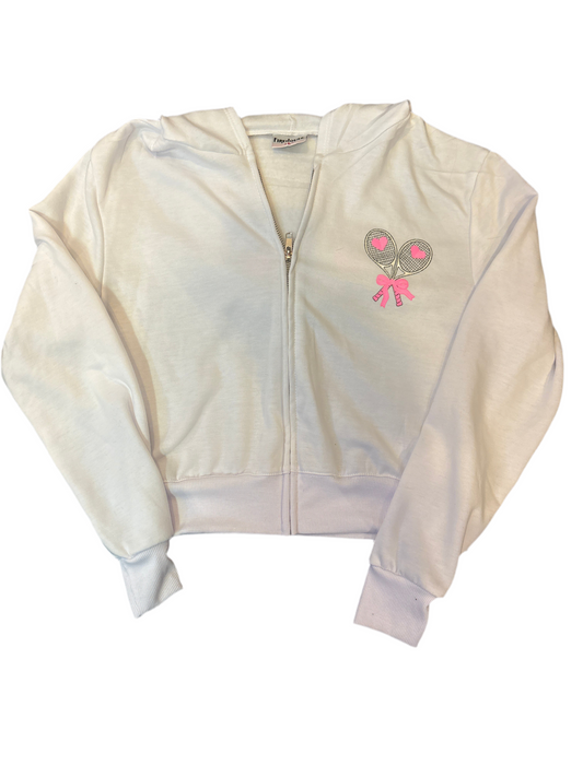 White tennis bow hoody