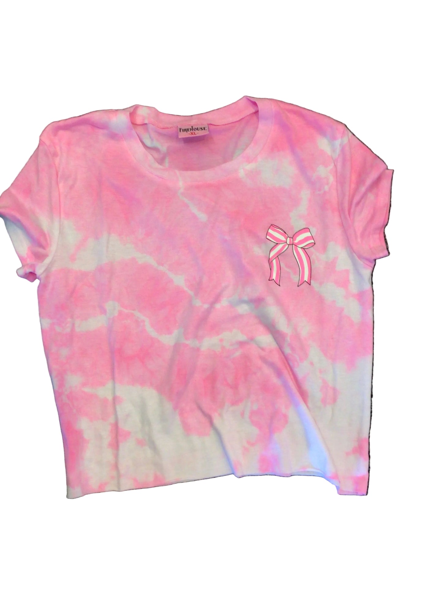 Pink tie dye bow tshirt