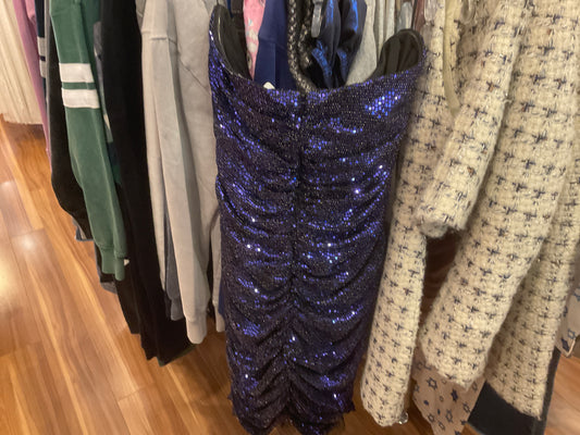 Blue blush junior strapless blue sparkle dress