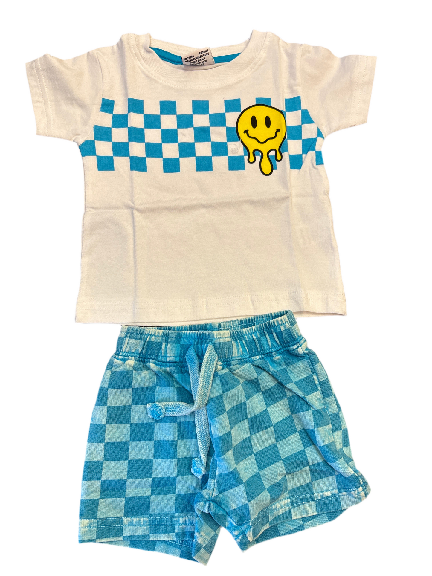 Little Mish Turq check/smile set