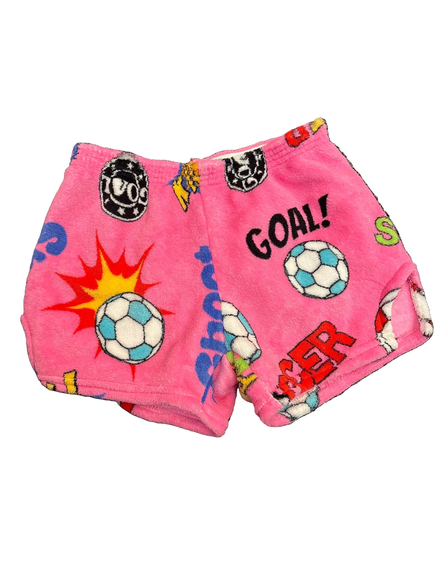 Love and kisses pink soccer fuzzy shorts