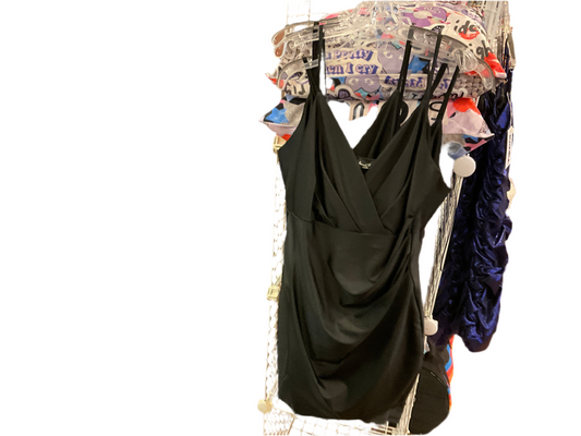 Lovely day junior black v neck spaghetti strap dress