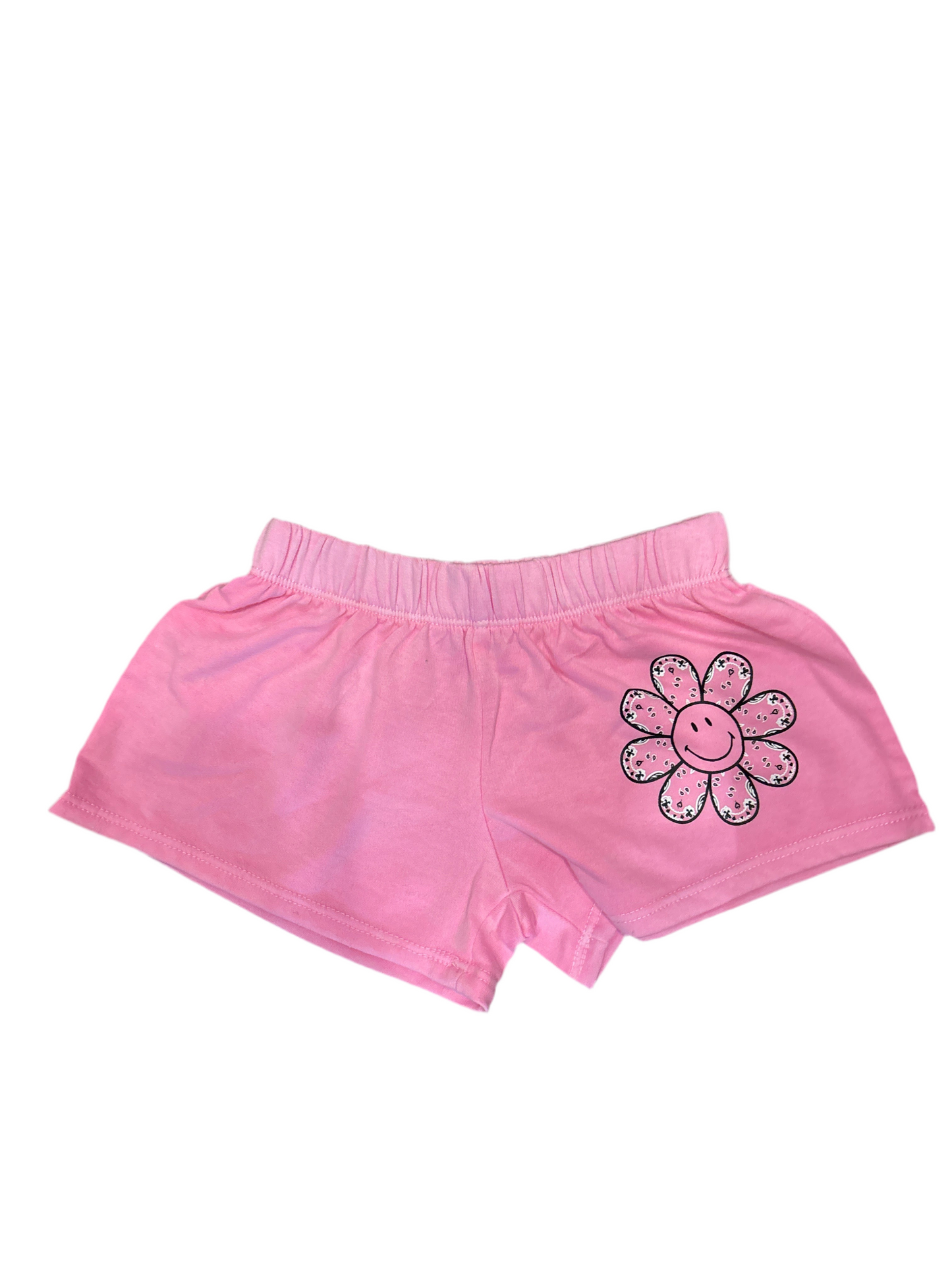Neon pink bandana flower shorts