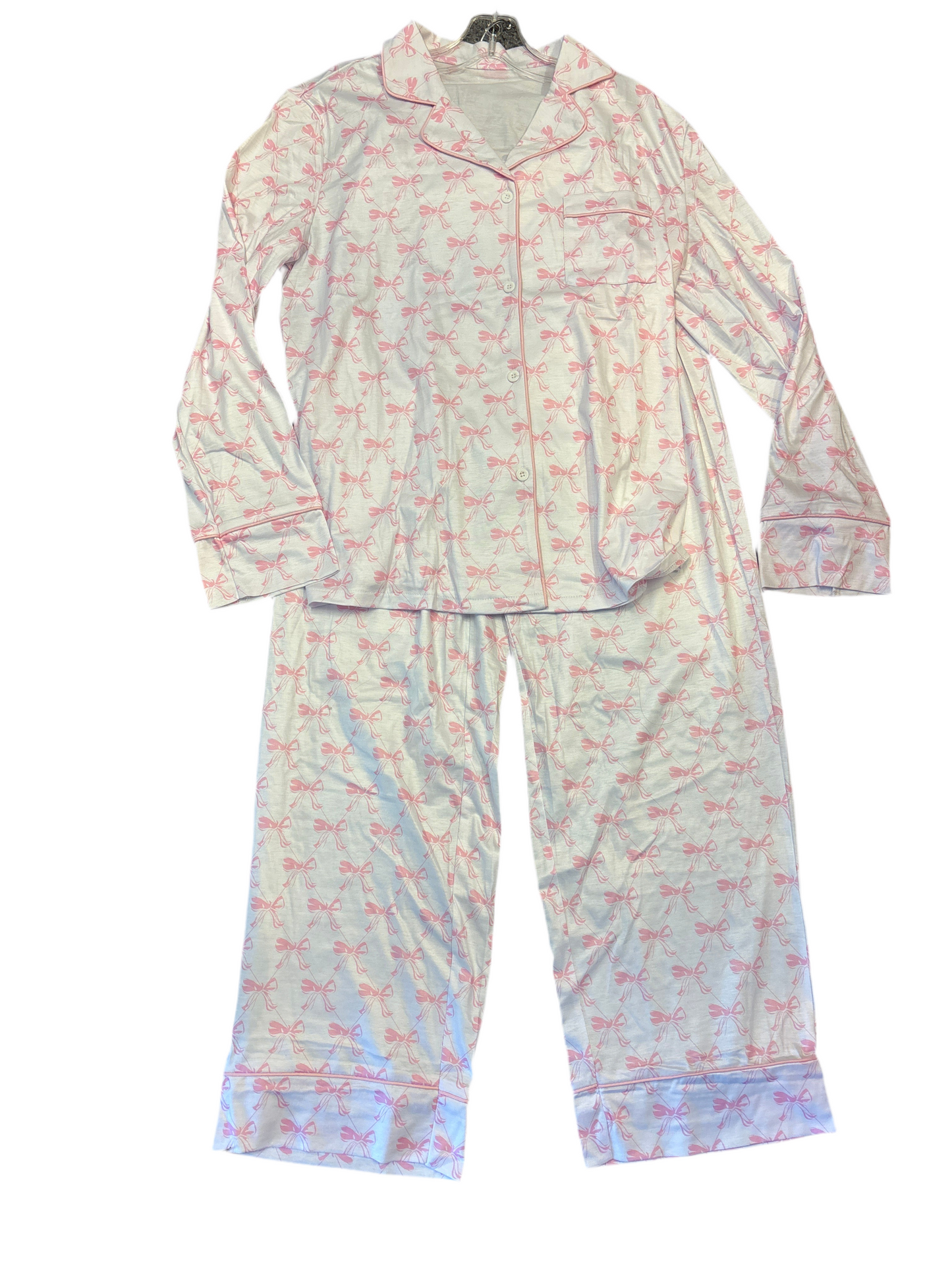 Long sleeve pink bow pj set
