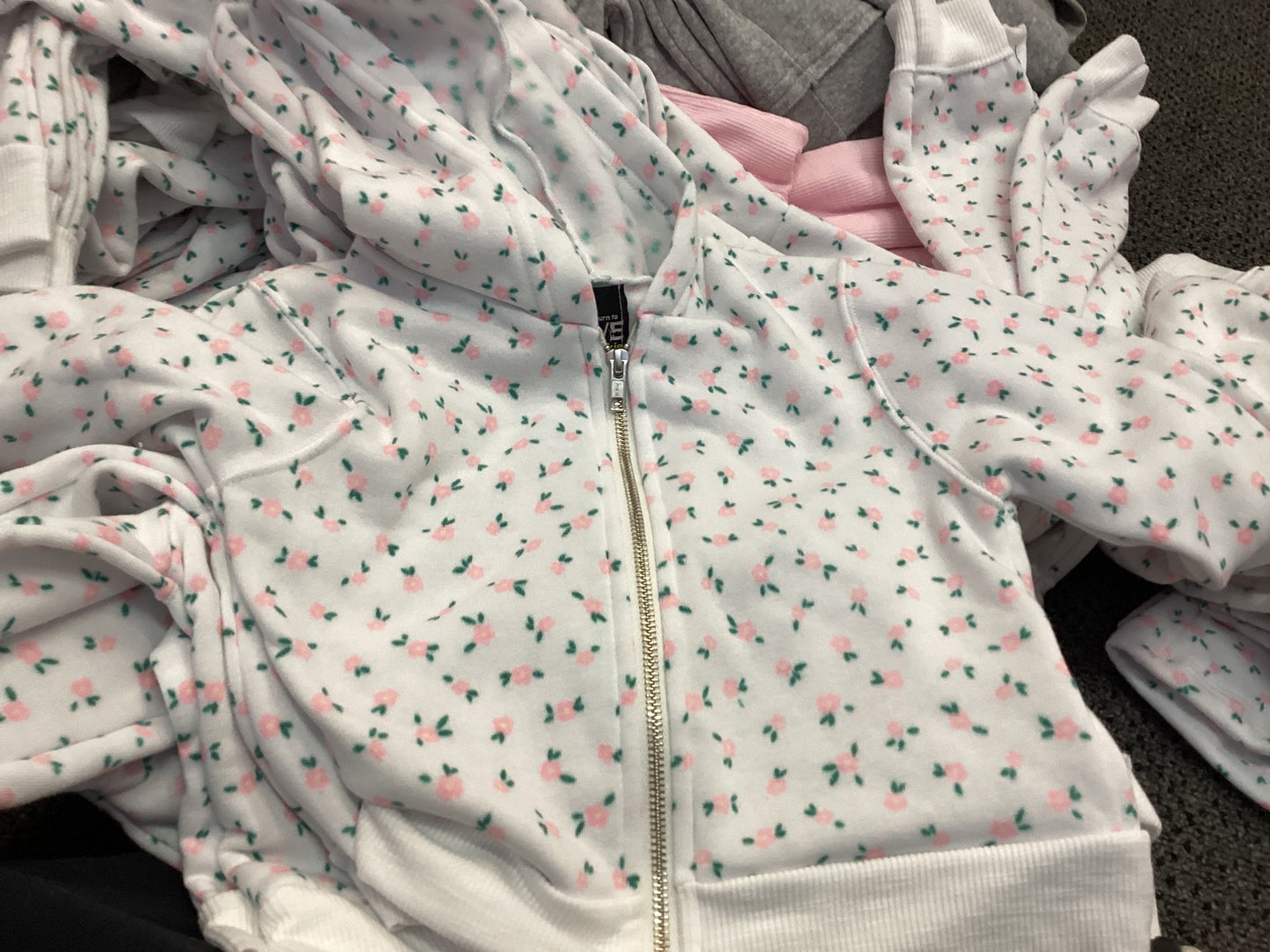 Love junkie pink floral zip up