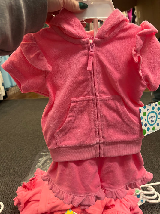 Little Me pink 2pc terry set