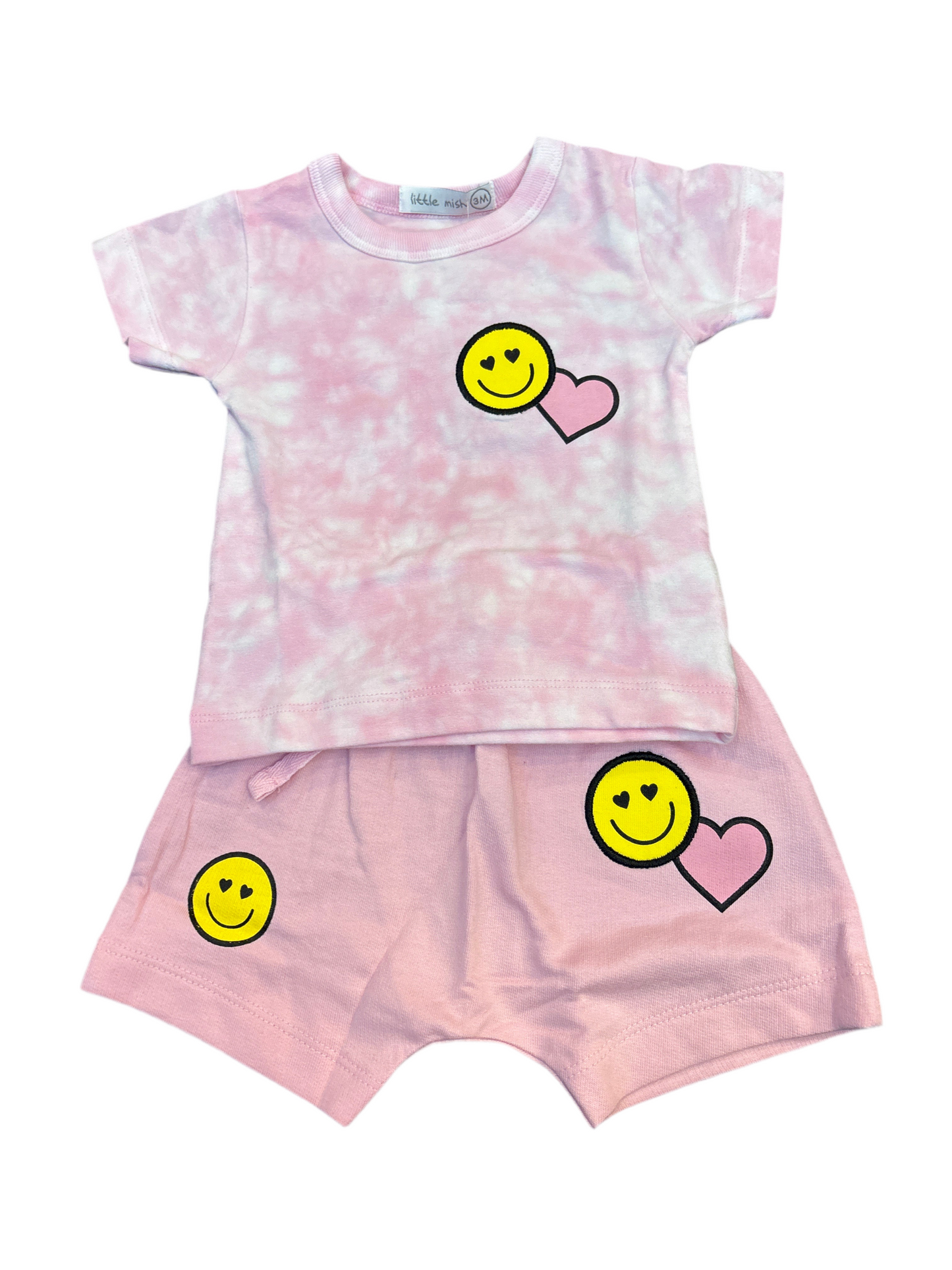 Smile tee & shorts, pink