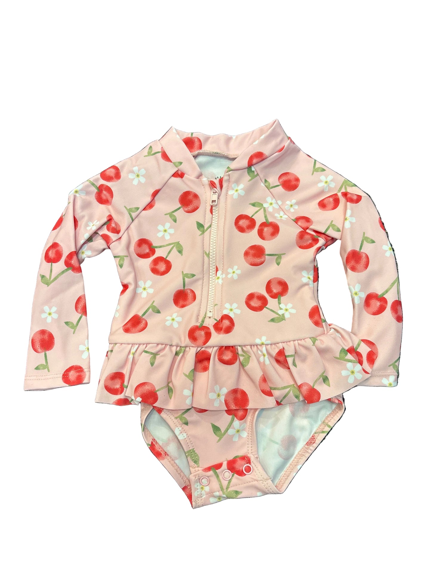 Cherry zipper bathing suit