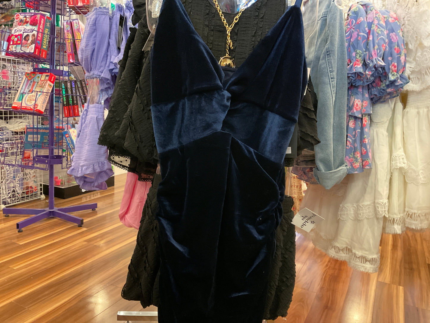 Katiej junior blue valor key hole dress