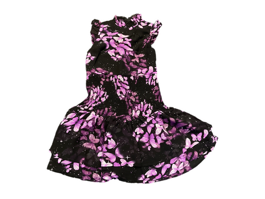 High neck smocked ruffle dress