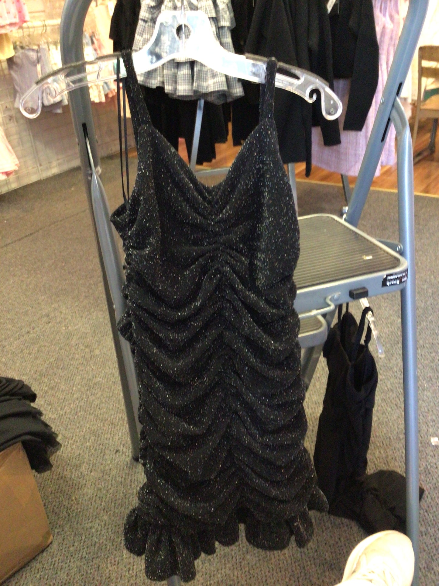 By Debra black ruched sparkle dress