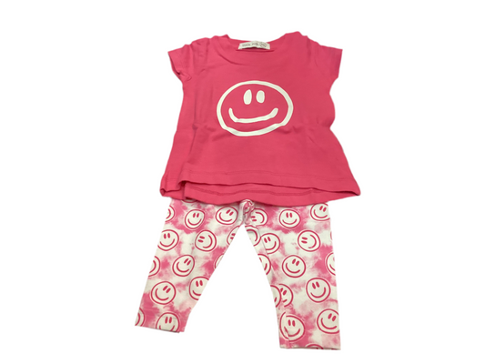 Little Mish pink tie dye smile tee & leggings