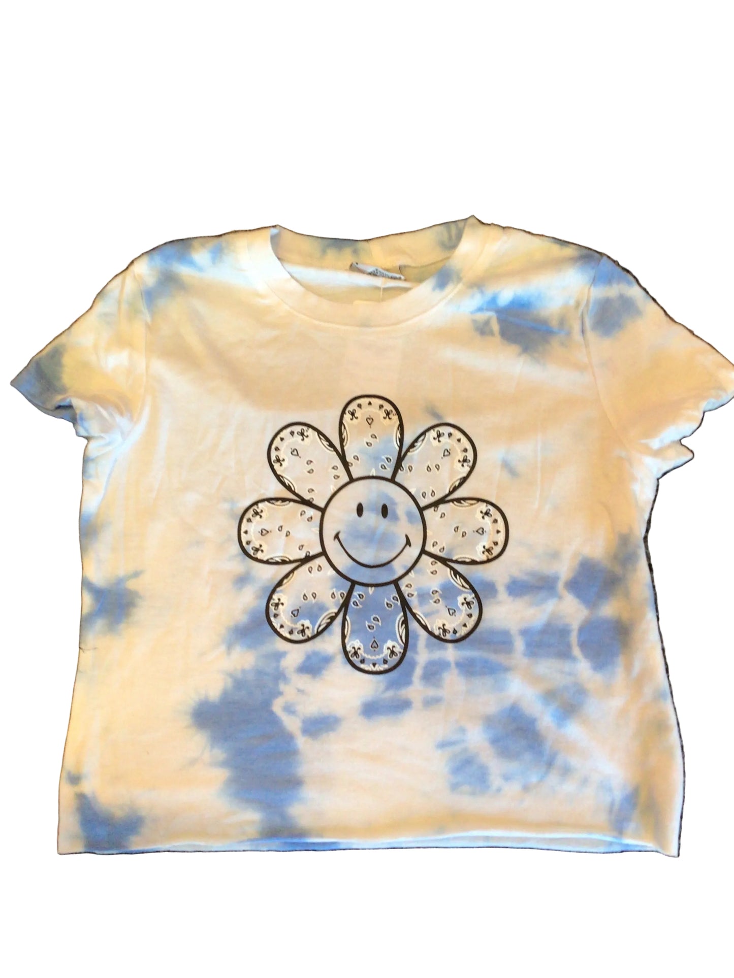 Daisy flower tie dye blue tshirt