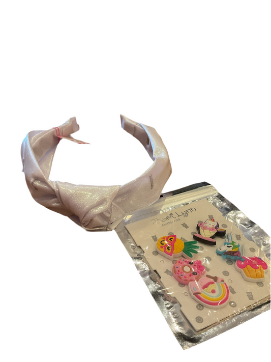 Bari Lynn white metallic headband with charms to put on