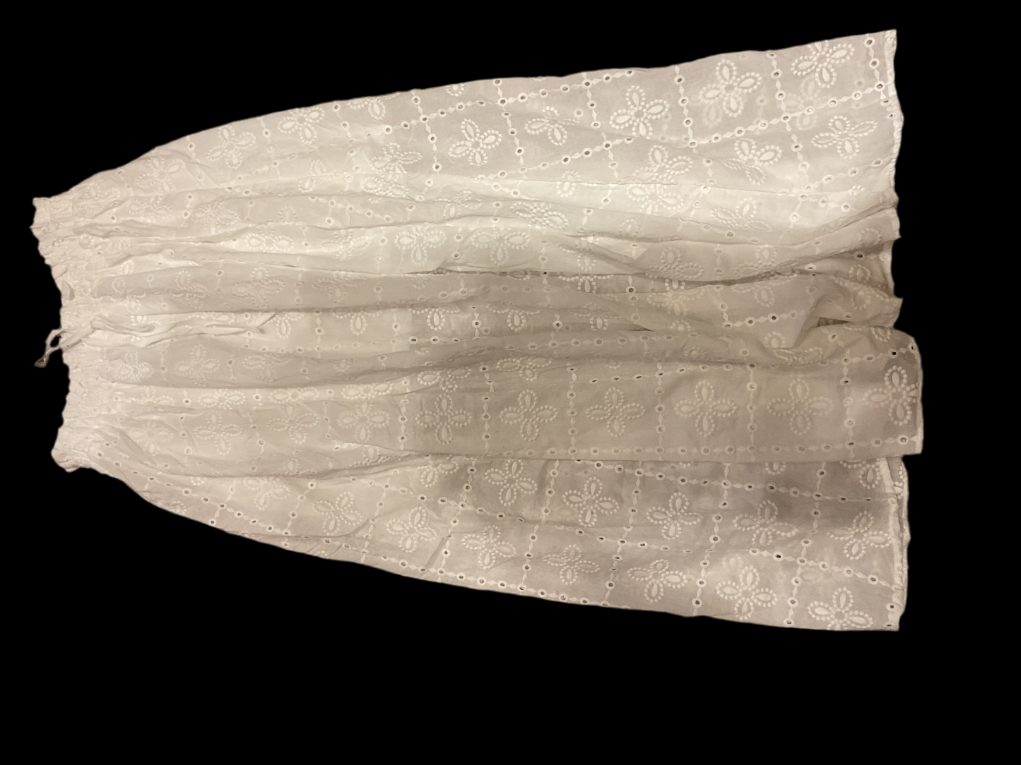 Eyelet ruffle detail midi skirt