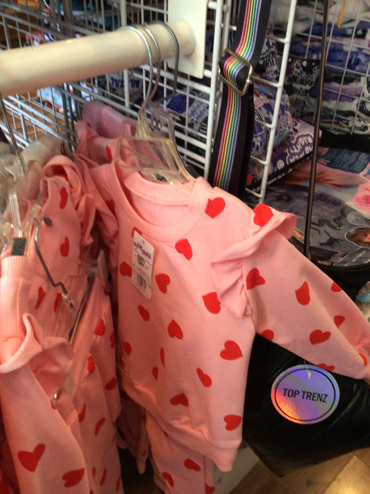 MKK pink ruffle heart sweatsuit