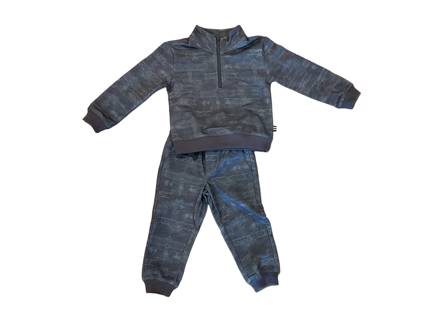 Half zip airplane two piece set