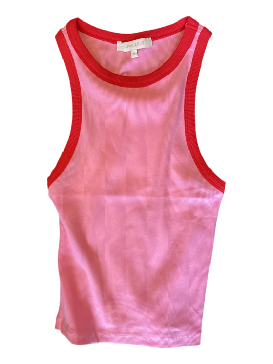 Olivaceous ringer tank tops