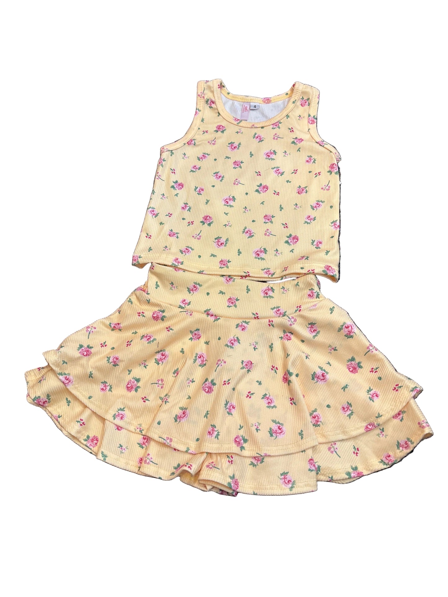 Yellow flower skirt and tank set