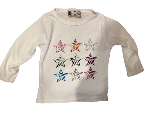 White L/S Multi Star tee