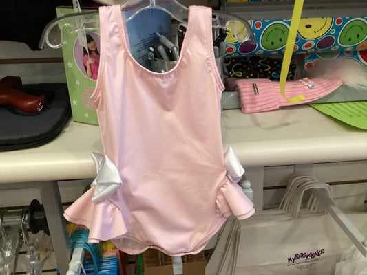 Planet Sea baby girl pink bathing suit with white bow