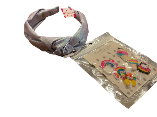 Bari Lynn metallic purple headband with charms to put on