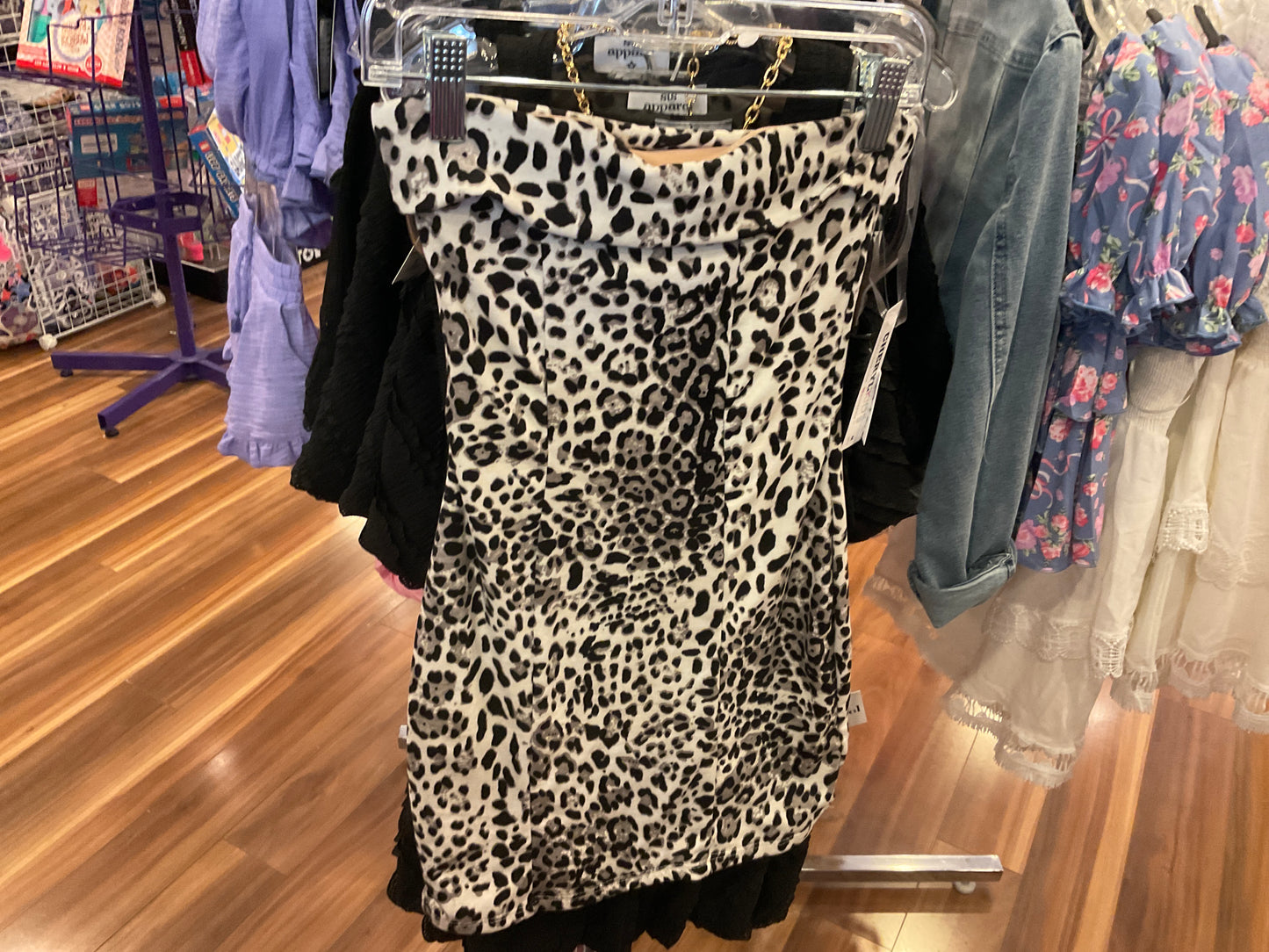 Cheryl kids leopard strapless dress