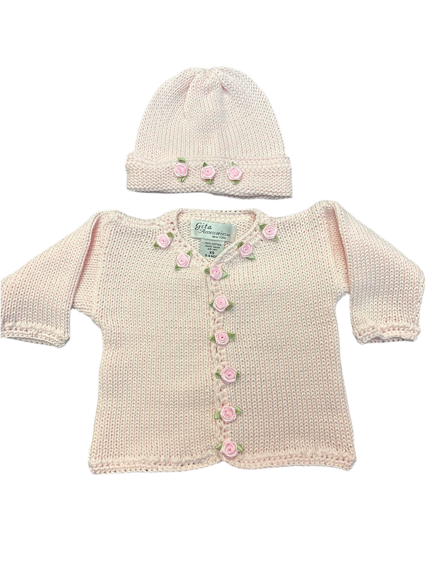 Pink flowers sweater and hat