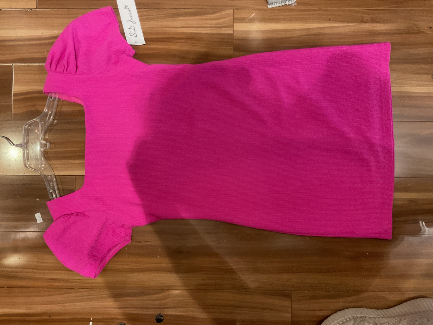 By Debra Fuschia puff sleeve394 dress