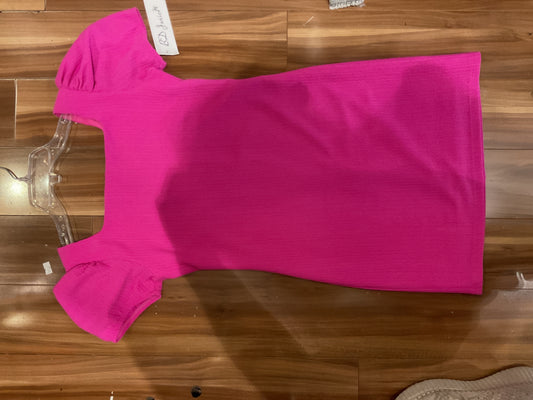 By Debra Fuschia puff sleeve394 dress