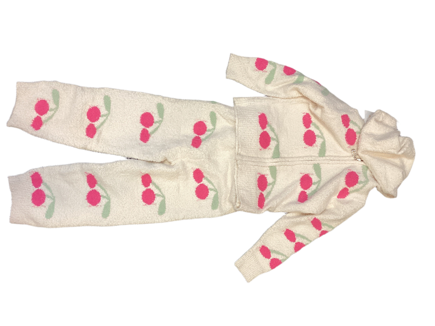 Cherries zip front hoodie&pant set
