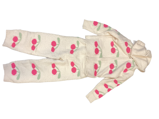 Cherries zip front hoodie&pant set